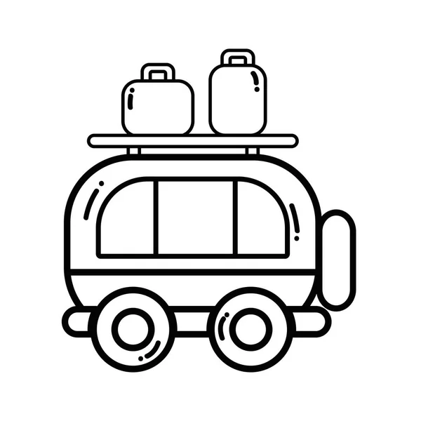 线面包车运输与袋子旅行向量例证 — 图库矢量图片