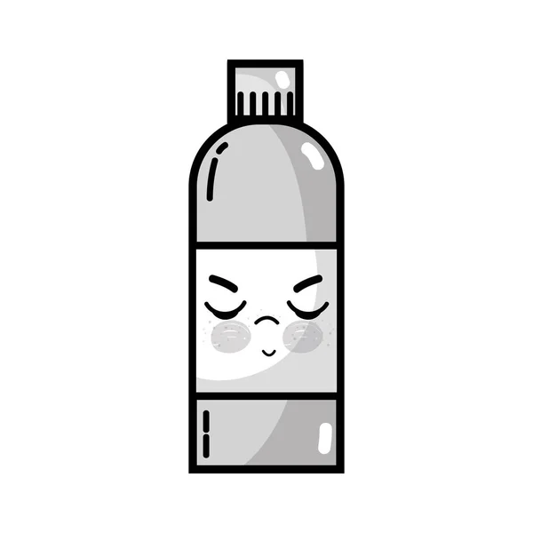 Escala Grises Kawaii Lindo Enojado Botella Botella Vector Ilustración — Archivo Imágenes Vectoriales