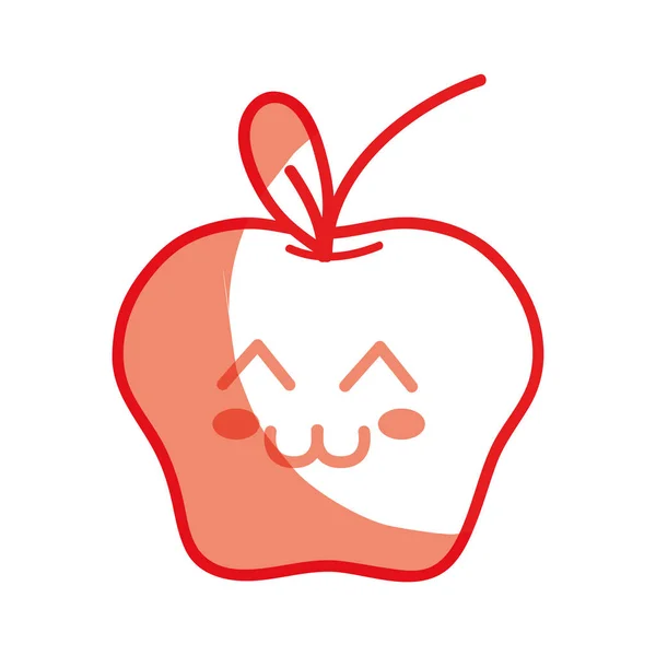Silhouette Kawaii Söta Happy Apple Frukt Vektorillustration — Stock vektor