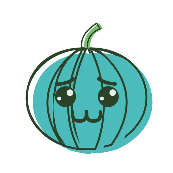 卡瓦伊漂亮害羞的南瓜蔬菜 矢量插图设计 — 图库矢量图片