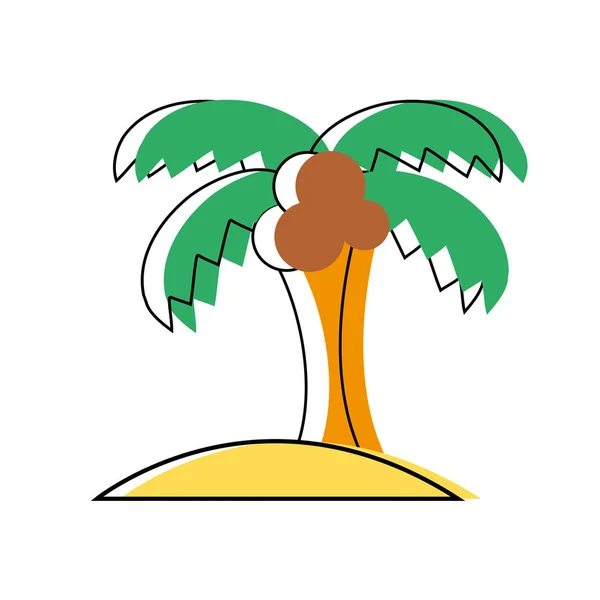 야자수와 코코넛과 나뭇잎 일러스트 — 스톡 벡터