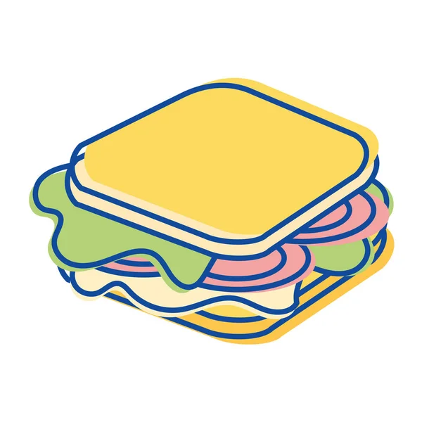 Sandwich Fastfood Pictogram Vector Illustratie Ontwerp — Stockvector