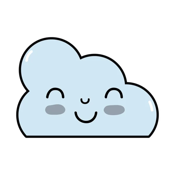 Kawaii Mignon Nuages Heureux Illustration Vectorielle Météo — Image vectorielle