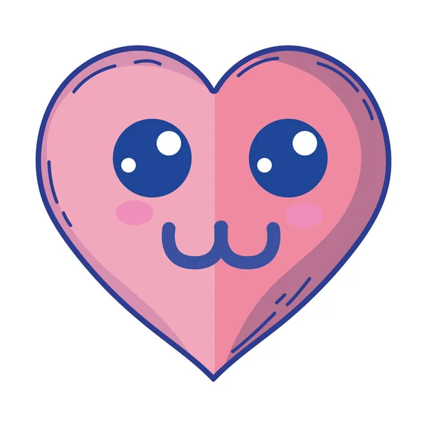 卡瓦伊可爱的温柔的心爱情矢量插图 — 图库矢量图片