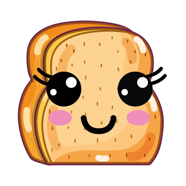 Kawaii Cute Happy Chopped Bread Vector Illustration Design - Stok Vektor