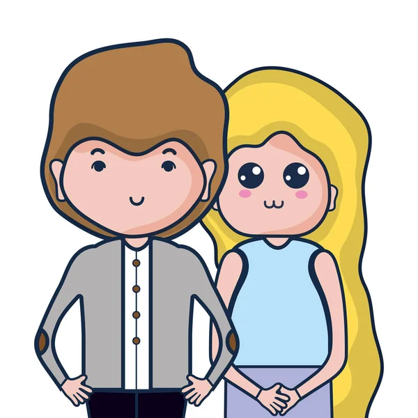 Pareja Belleza Junto Con Diseño Del Peinado Vector Ilustración — Vector de stock