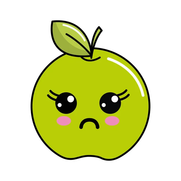 Kawaii Mignon Surpris Pomme Fruit Illustration Vectorielle — Image vectorielle