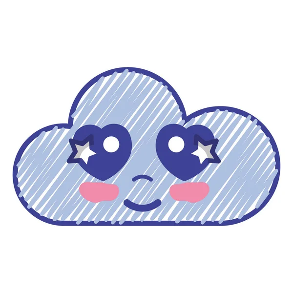 Kawaii Buena Tierna Nube Emoji Vector Ilustración — Archivo Imágenes Vectoriales