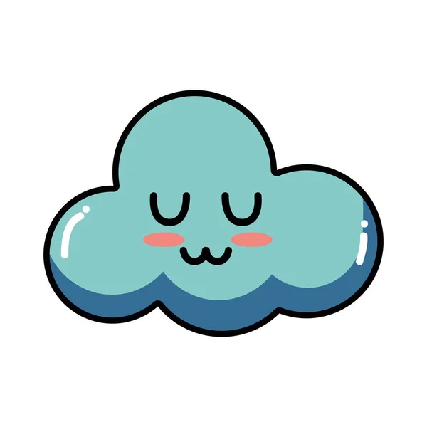 Kawaii Cute Tenera Nube Meteo Vettore Illustrazione — Vettoriale Stock