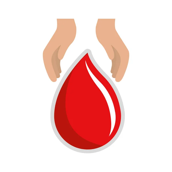 Manos Con Gota Sangre Símbolo Donación Ilustración Vectorial — Archivo Imágenes Vectoriales
