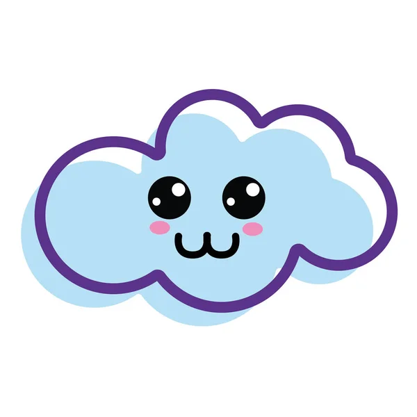 Kawaii Happy Cloud Στόμα Και Μάγουλα Σχεδιασμό Εικονογράφηση Διάνυσμα — Διανυσματικό Αρχείο