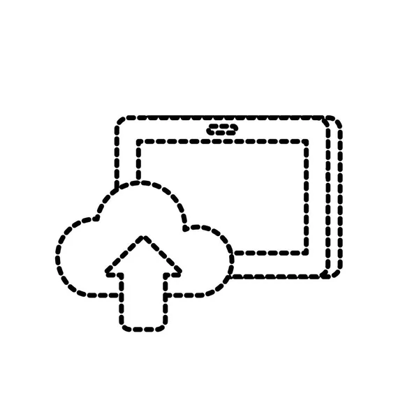 Forma Pontilhada Tablet Tecnologia Com Dados Nuvem Ícone Vetor Ilustração — Vetor de Stock