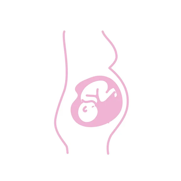 Silueta Mujer Embarazada Bebé Con Cordón Umbilical Vector Ilustración — Vector de stock