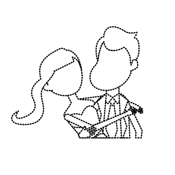 Tečkované Tvar Šťastnému Páru Společně Romantická Oslava Vektorové Ilustrace — Stockový vektor