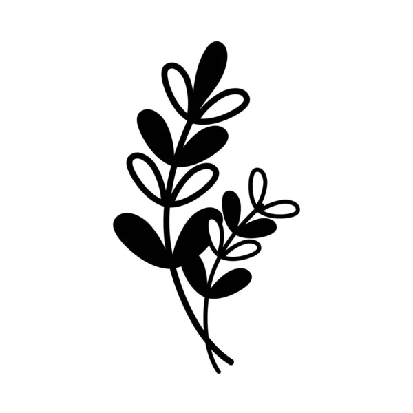 Branches Contour Avec Feuilles Dessin Végétal Naturel Illustration Vectorielle — Image vectorielle