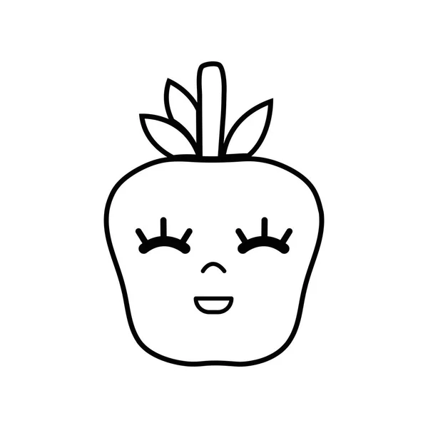 สาย Kawaii ความส ขแอปเป ลผลไม เวกเตอร ภาพ — ภาพเวกเตอร์สต็อก