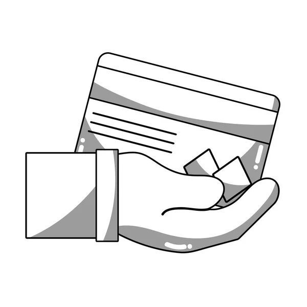 Line Kreditkarte Elektronische Währung Der Hand Vektor Illustration — Stockvektor