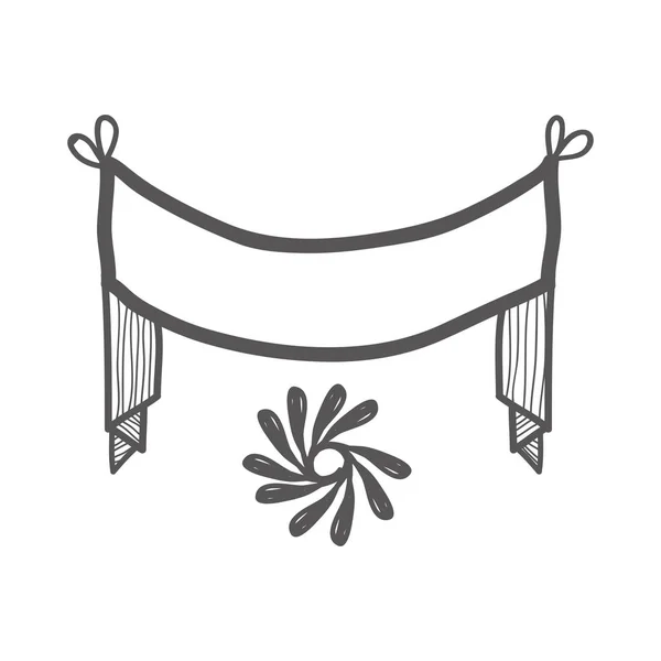 Сільські Квіти Стрічковим Прикрасою Векторний Дизайн Ілюстрації — стоковий вектор