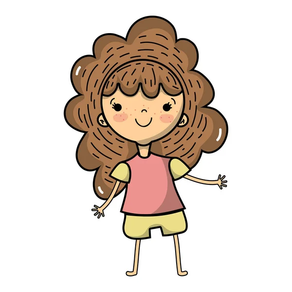 Menina Beleza Com Roupas Desenho Penteado Ilustração Vetorial — Vetor de Stock