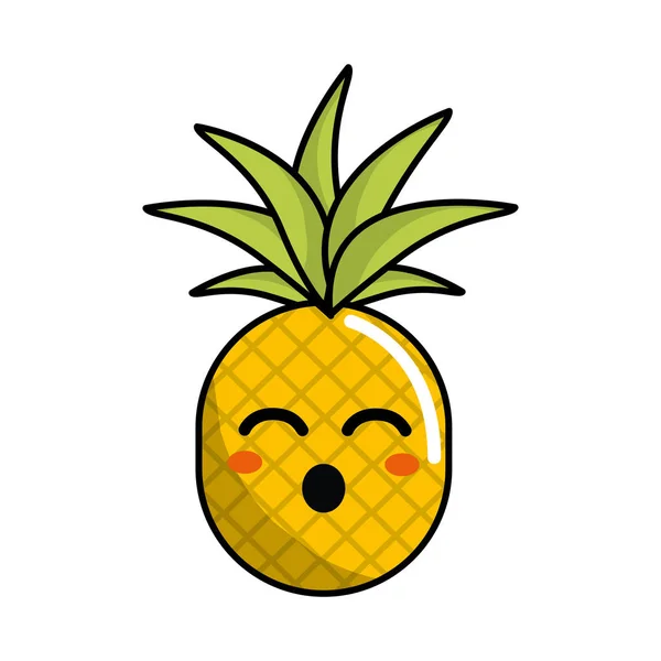 Kawaii Simpatico Divertente Ananas Vegetale Vettoriale Illustrazione — Vettoriale Stock