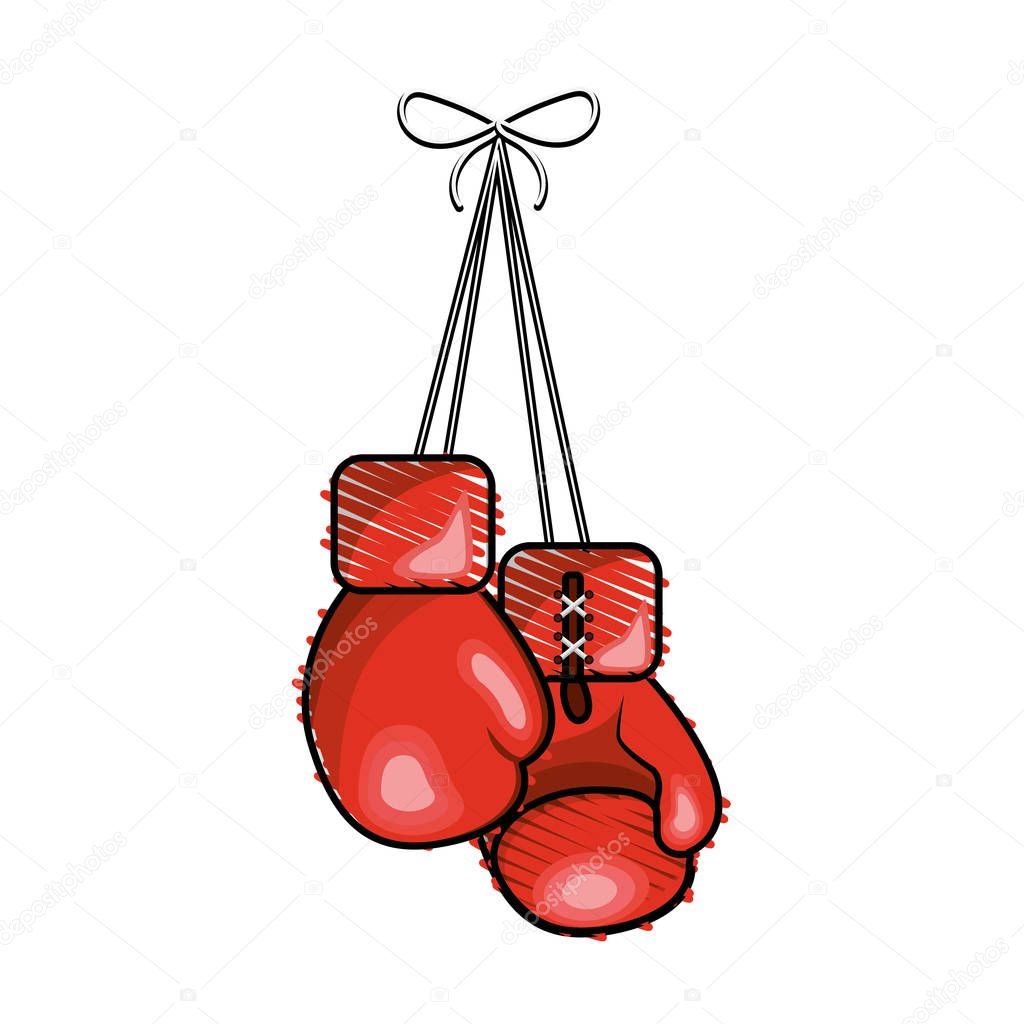 color boxing gloves hanging icon, vector illustraction design