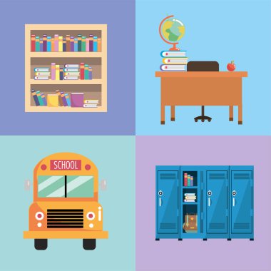 vektör çizim çalışma ve okul gereçleri için eğitim ayarla