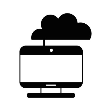 kontur bilgisayar teknolojisi bulut veri merkezi vektör çizim ile