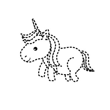 noktalı şekli güzel tek boynuzlu at boynuz ve saç modeli tasarım vektör çizim ile