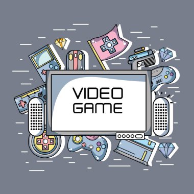 televizyon videogames teknoloji öğeleri arka plan vektör çizim ile
