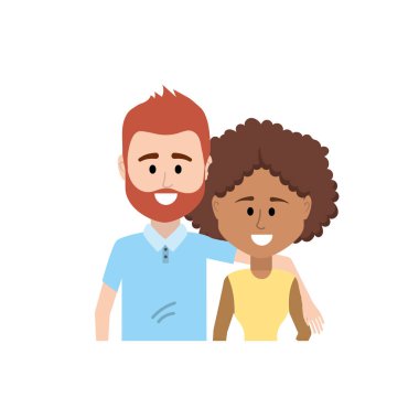 Çift birlikte rahat kıyafetler vektör çizim tasarım