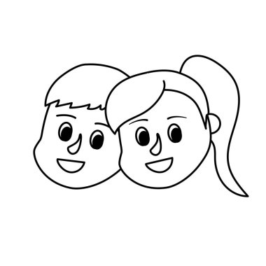 Resimde çizgi çocuk kafa ile birlikte saç modeli tasarım vektör