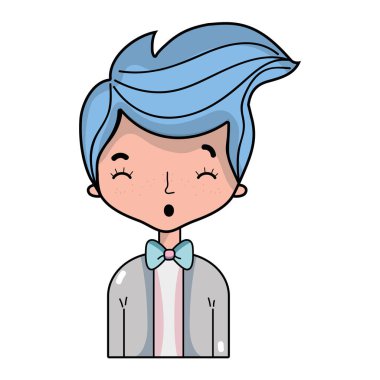 şık takım elbise ve saç tasarım vektör illusration güzel çocuk