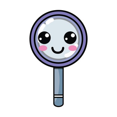 Kawaii şirin mutlu Büyüteç vektör çizim