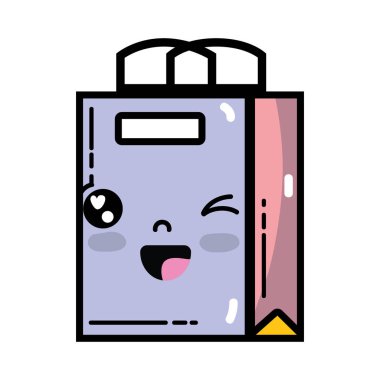 Kawaii hoş mutlu alışveriş çanta vektör çizim