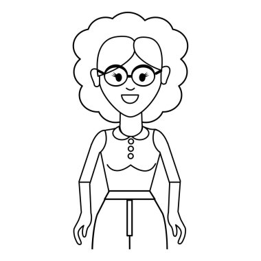 siluet yaşlı kadın saç modeli ve rahat bez, vektör çizim ile