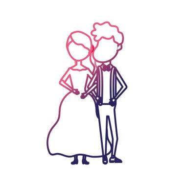 satır mutlu çift birlikte ve romantik kutlama vektör çizim