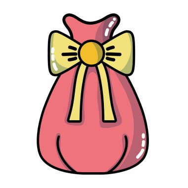 Noel Baba çanta robbon tasarım vektör çizim ile