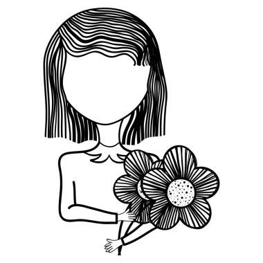 çiçek karikatür kutsal kişilerin resmi, vektör çizim tasarım kadınla