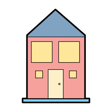 evin çatısı ve windows kapı vektör çizim ile