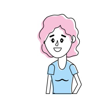 kadın saç modeli ve bluz tasarım vektör çizim ile