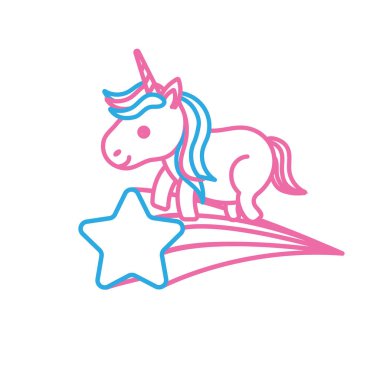 boynuz ve kayan yıldız vektör çizim olan satır güzel at