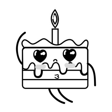 satır kawaii şirin ihale pasta tatlı vektör çizim