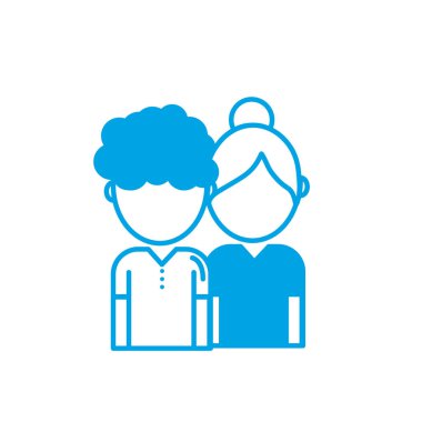 siluet çift ile birlikte saç şekli ve kıyafet vektör çizim