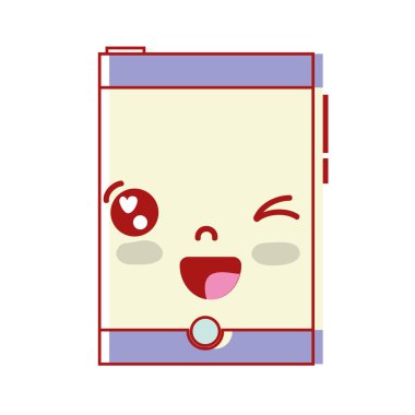 Kawaii şirin komik smartphone teknoloji vektör çizim