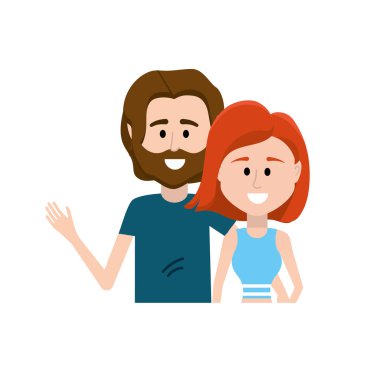 Çift birlikte rahat kıyafetler vektör çizim tasarım