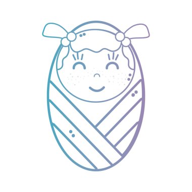 satır şirin bebek kız battaniye ve saç şekli vektör çizim ile