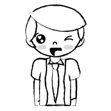 Şekil sevimli çocuk giyim ve saç modeli ile vektör çizim