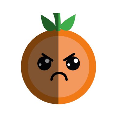 Kawaii şirin kızgın turuncu meyve, vektör çizim