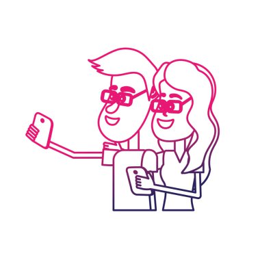 saç modeli ve el vektör çizim içinde smartphone ile güzellik çift hat