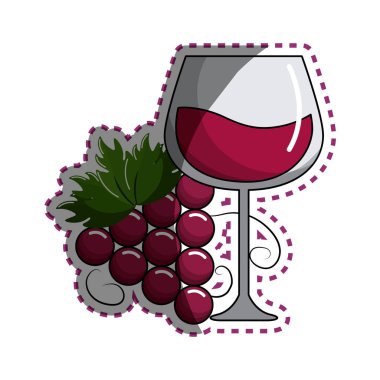 etiket kadeh şarap üzüm kutsal kişilerin resmi, vektör çizim tasarım ile